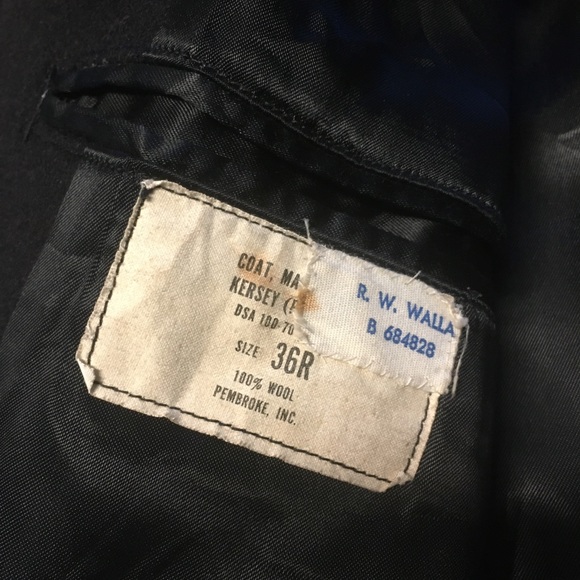 Vintage 1970's Vietnam NAM Era Navy Peacoat Overcoat Trench Jacket Men's Size 36